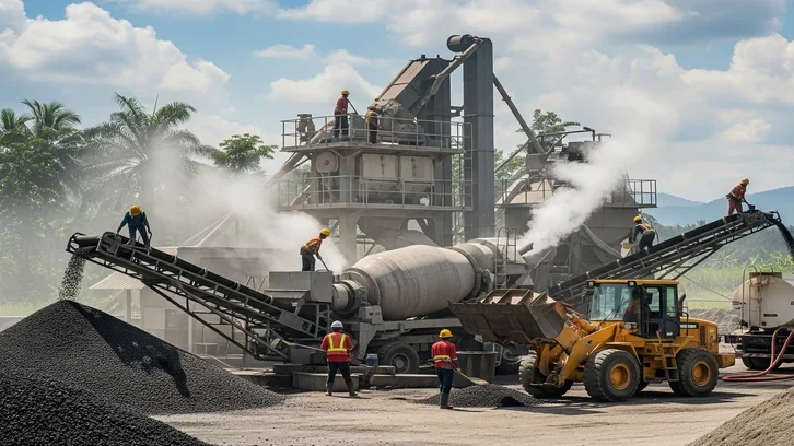 Proses produksi aspal di Pabrik Aspal Depok