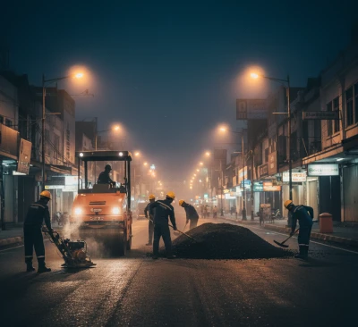 Pengaspalan Malam Hari
